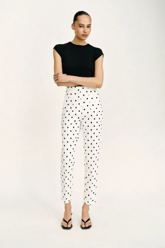 HIGH-WAIST POLKA DOT TROUSERS | Zara UK