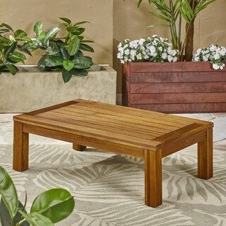 Devon Outdoor Acacia Wood Coffee Table by Christopher Knight Home - brushed brown patina | Bed Bath & Beyond