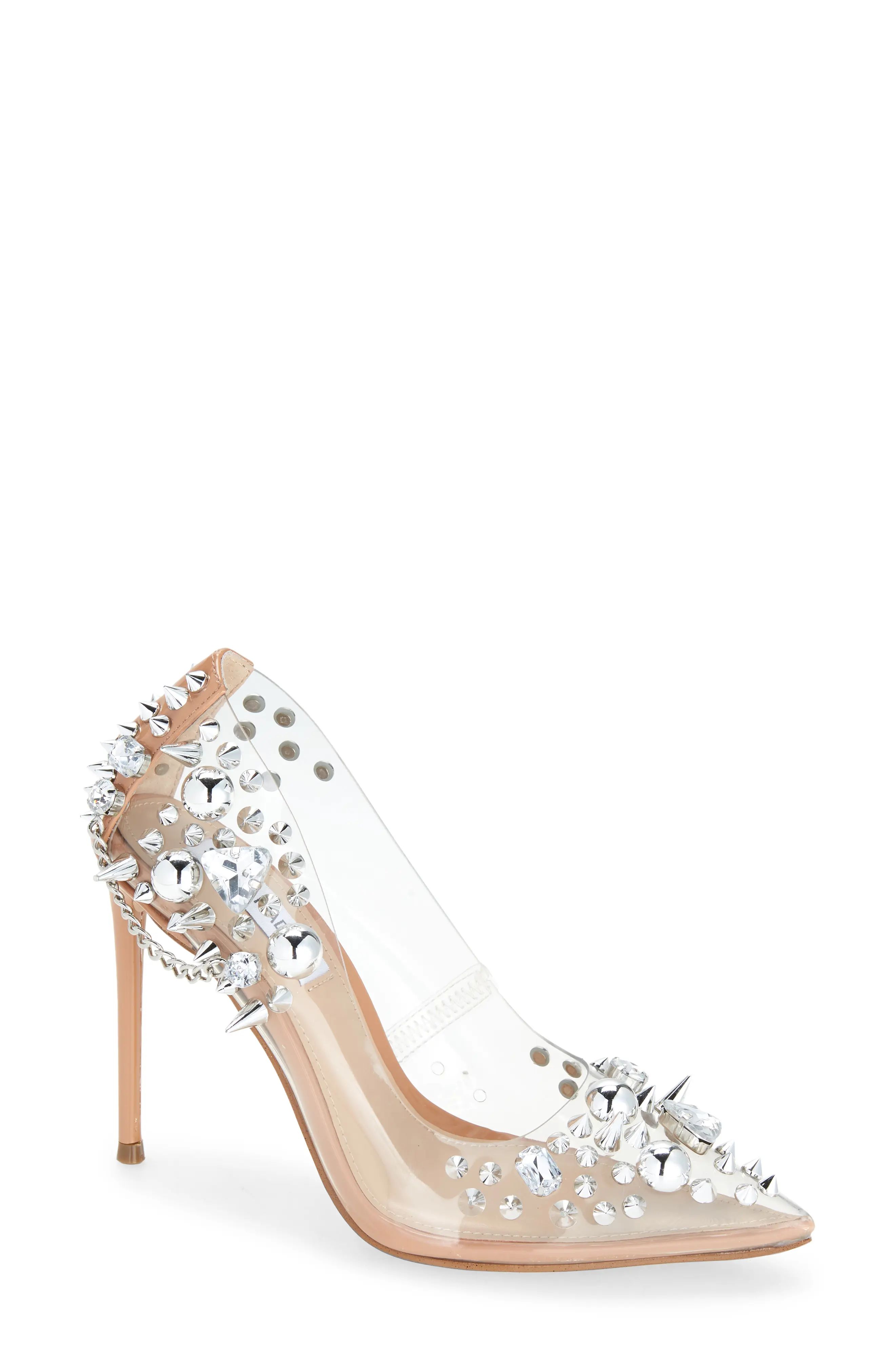 Steve Madden Veronicka Studded Pointed Toe Pump in Clear at Nordstrom, Size 8.5 | Nordstrom