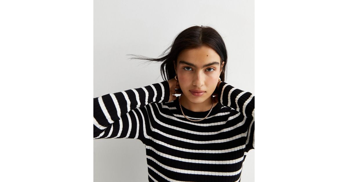 Black Stripe Ribbed Crew Neck Top
						
						Add to Saved Items
						Remove from Saved Items | New Look (UK)
