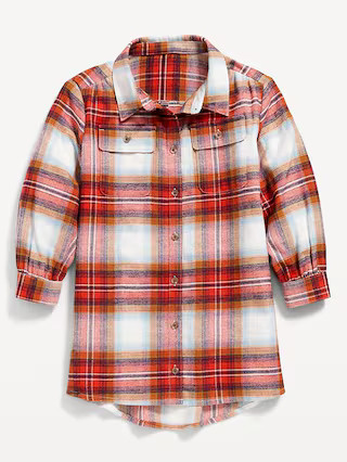 Long-Sleeve Plaid Pocket Shirt Dress for Toddler Girls | Old Navy (US)