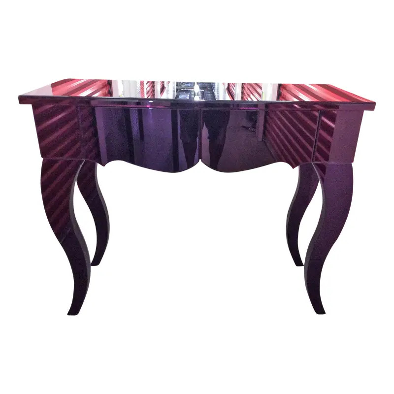 Purple Beveled Mirror 2 Drawer Console Table | Chairish