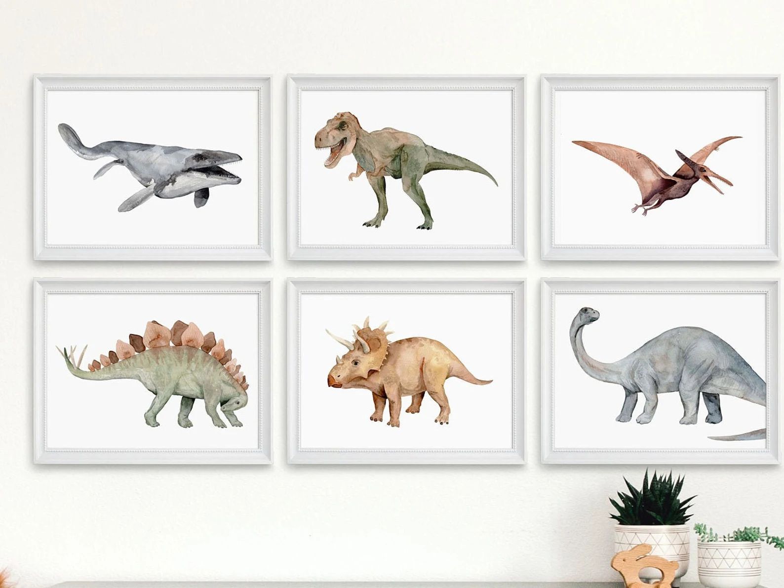 Gallery Wall Dinosaur Prints, Dinosaur Watercolor Paintings, Dinosaur Nursery Prints, Kids Galler... | Etsy (US)