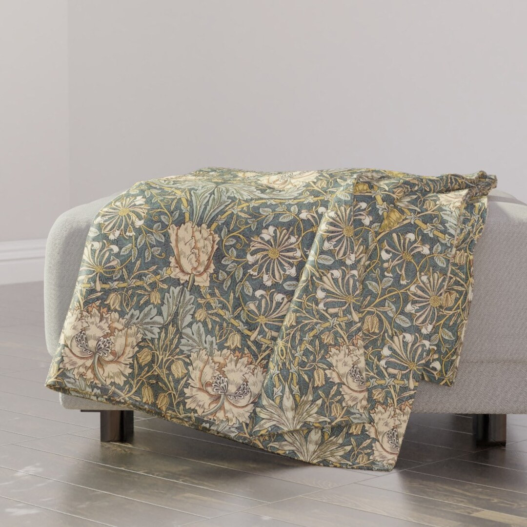 Floral Damask Throw Blanket Morris Honeysuckle by Peacoquettedesigns Victorian Vintage Style Thro... | Etsy (US)