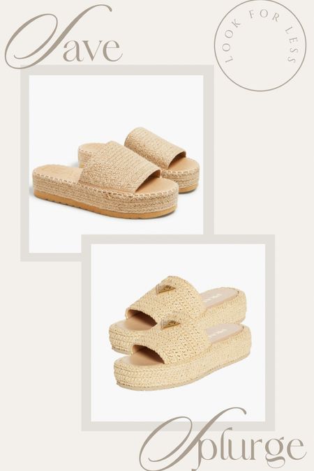 Save vs splurge raffia platform sandals 🤍 

#prada #lookforless #resortwear #raffia #vacay #platforms #shoes #sandals #summersandals #springsandals #lookforless #save #splurge 

#LTKfindsunder50 #LTKshoecrush #LTKSeasonal
