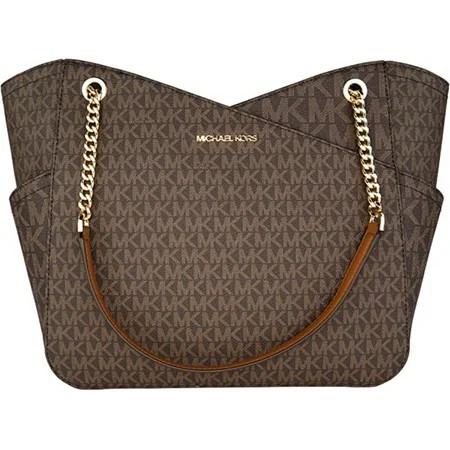 Michael Kors 35F1GTVT3B Jet Set Travel Large Chain Shoulder Tote Bag MK Signature Brown (Approximate Measurements: 15.5"W x 11"H x5.5"D) | Walmart (US)
