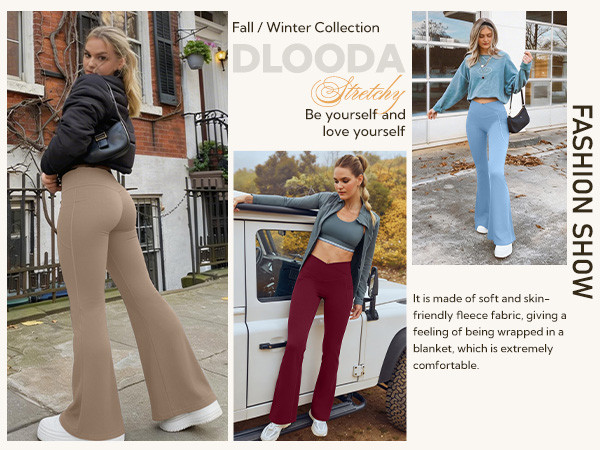 Women's Flare Leggings with Pockets Crossover High Waisted Yoga Pants | Amazon (US)
