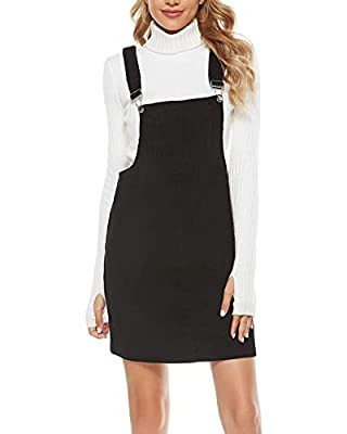 Hooever Women's Cute Corduroy Overall Bib Dress Pinafore Suspender Dress Skirt Jumper | Amazon (US)
