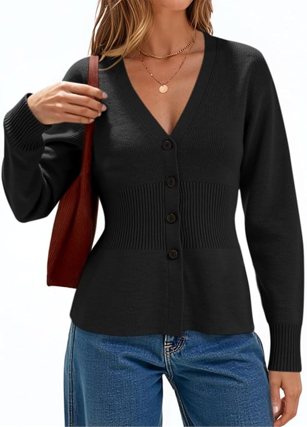 Cicy Bell Womens V Neck Cardigan Sweaters Long Sleeve Cinched Waist Knit Tops Dressy Casual Butto... | Amazon (US)