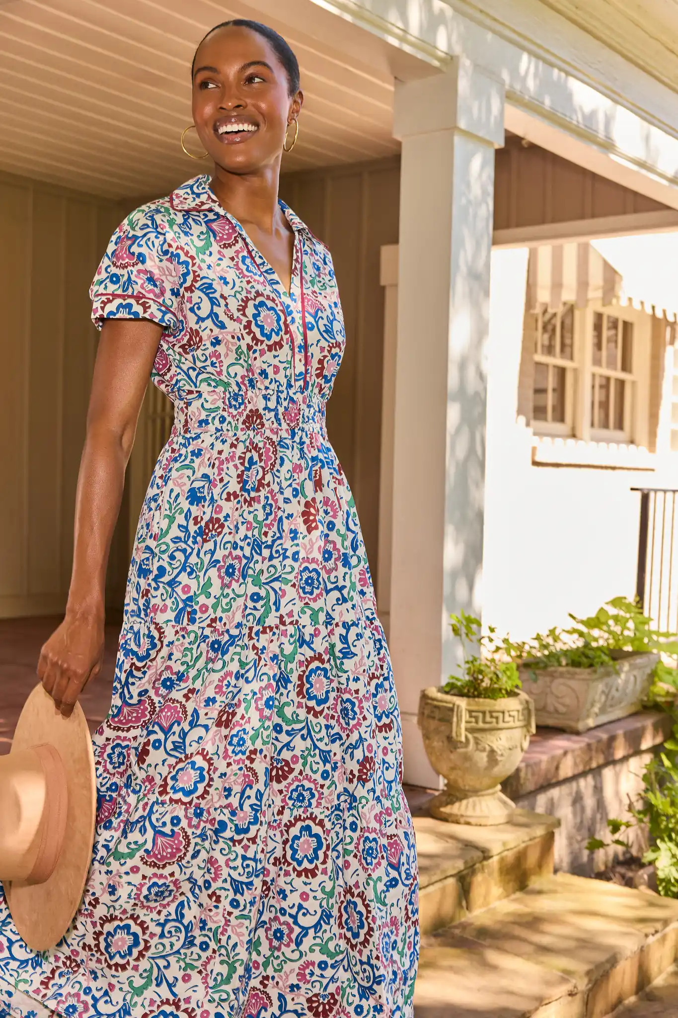 Bella White Multi Printed Midi Dress | Avara
