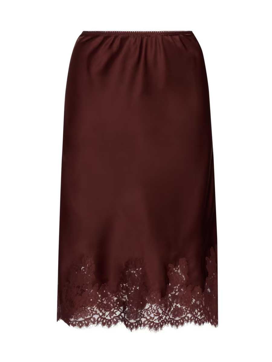 Elowette Silk & Lace Midi-Skirt | Saks Fifth Avenue