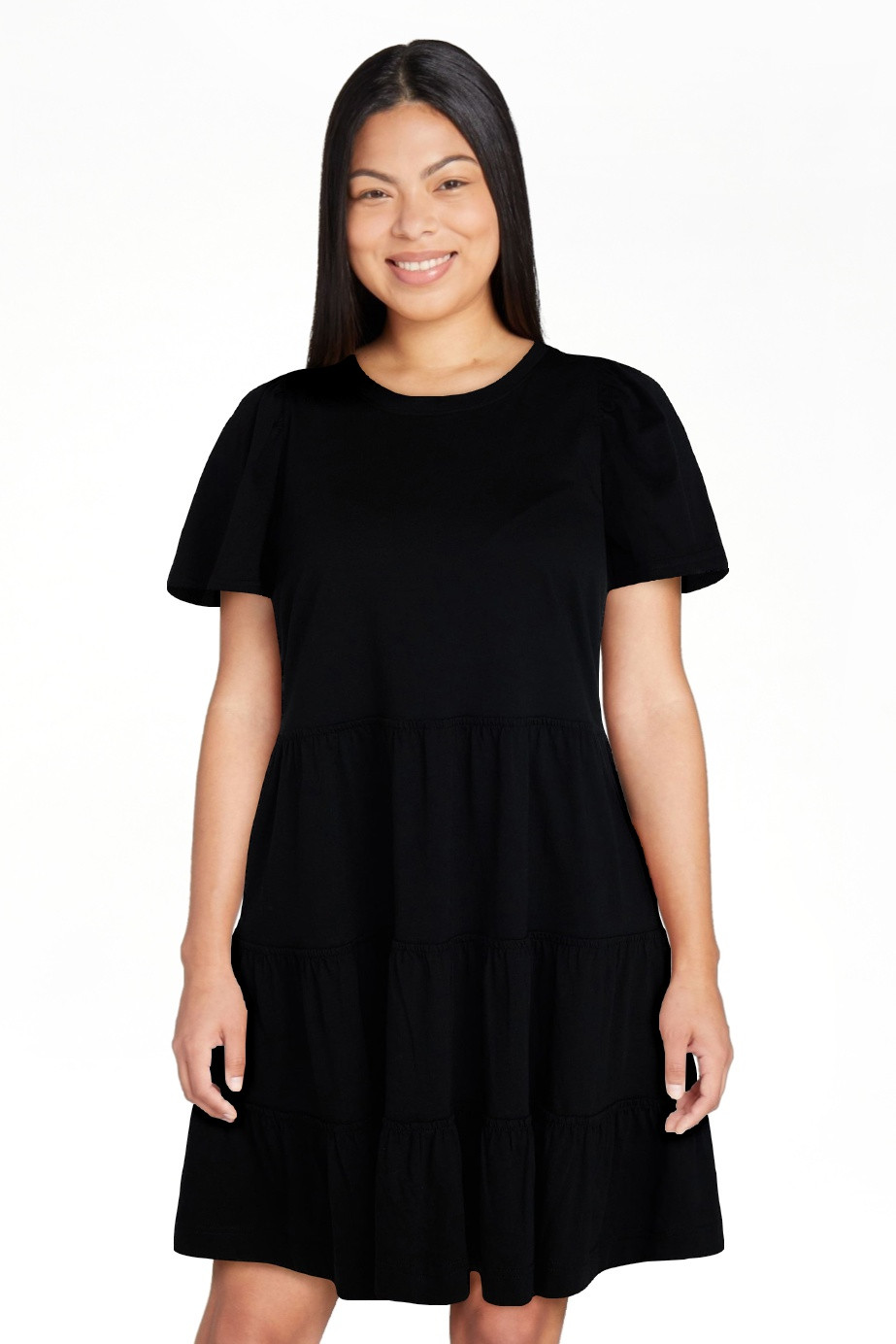 Time and Tru Women's and Women’s Plus Cotton Swing Dress with Short Sleeves, Sizes XS-4X | Walmart (US)