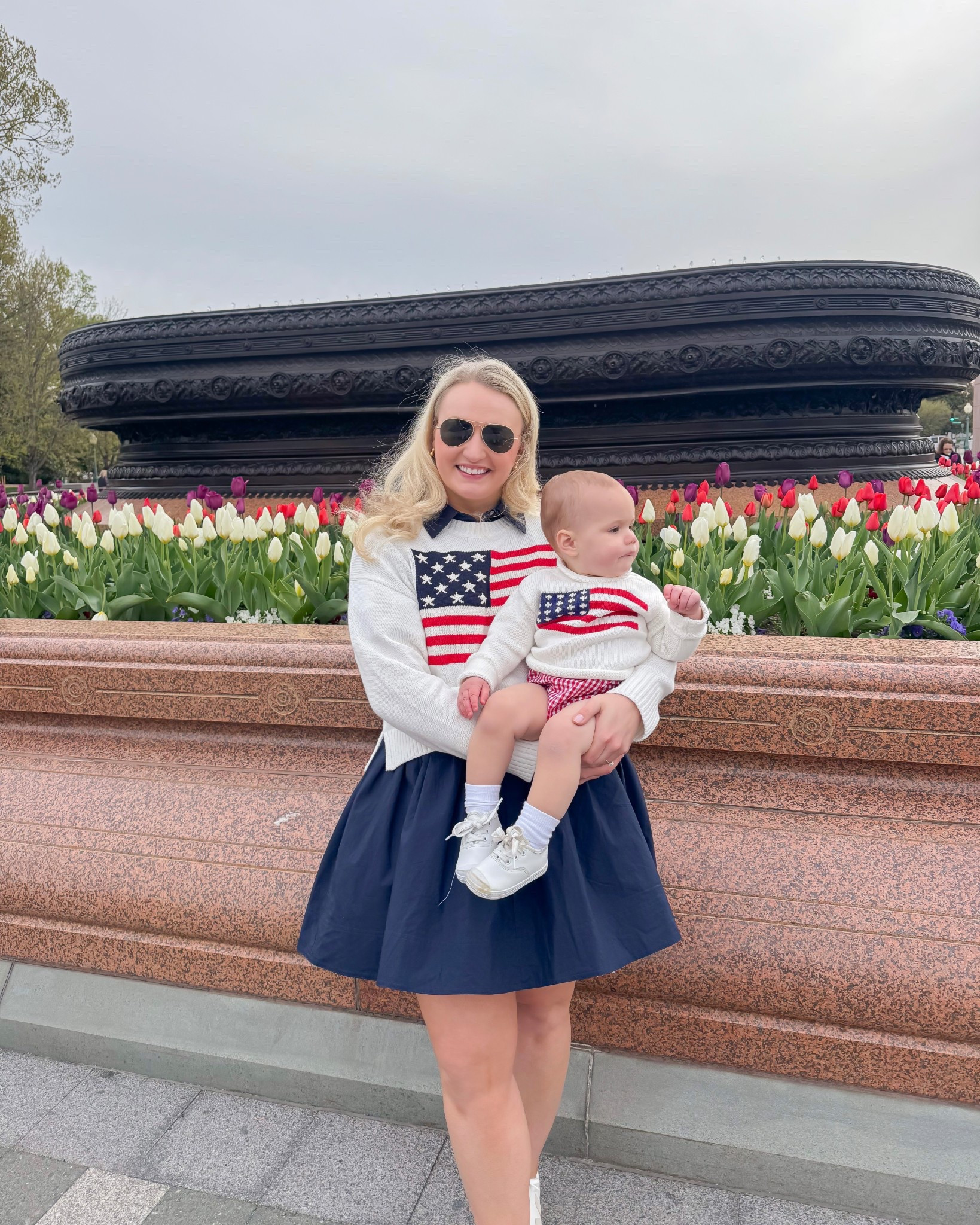 Matching "mama and me” flag sweaters!
