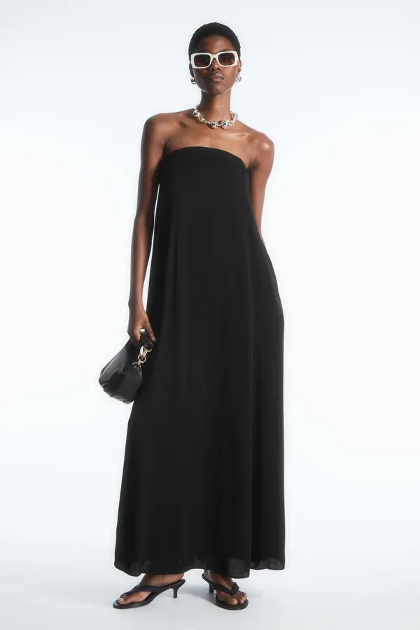 PLEATED BANDEAU MAXI DRESS - BLACK - COS | COS UK