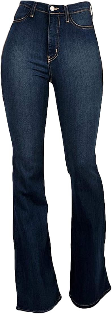 Andongnywell Women's Fashion High Rise Jeans Slimming Wide Leg Stretch Denim Flare Bellbottom Jeans  | Amazon (US)