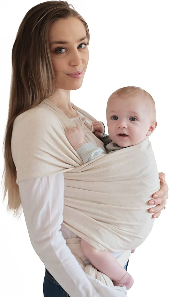 mushie Baby Wrap Carrier | 100% Organic Cotton | Infant Sling for Newborn and Babies 8-35 lbs (Be... | Amazon (US)