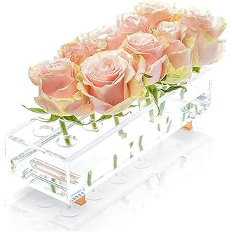 Rectangular Acrylic Vases for Centerpieces, 16 Inches Long Floral Vase with Holes for Flowers, Cl... | Amazon (US)