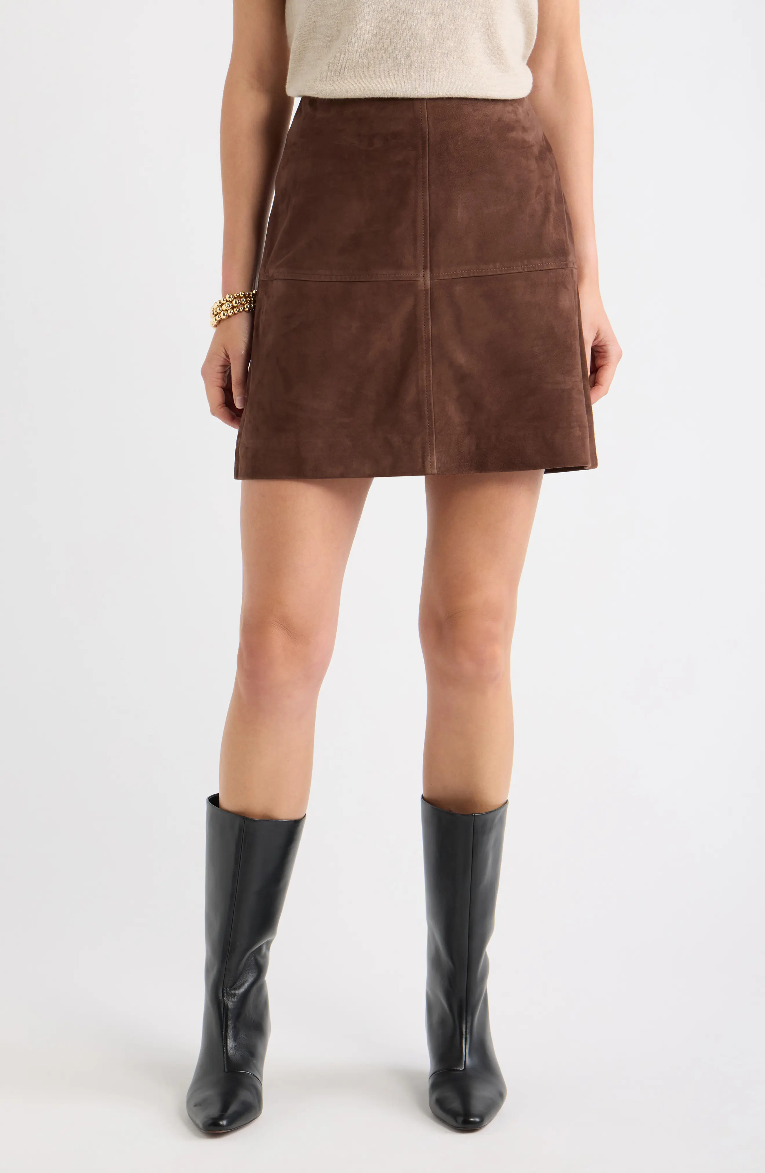 Caslon\u00ae Suede Leather Miniskirt (Women) | Nordstrom | Nordstrom