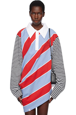 Charles Jeffrey LOVERBOY - Red & Blue Topsy Turvy Polo | SSENSE