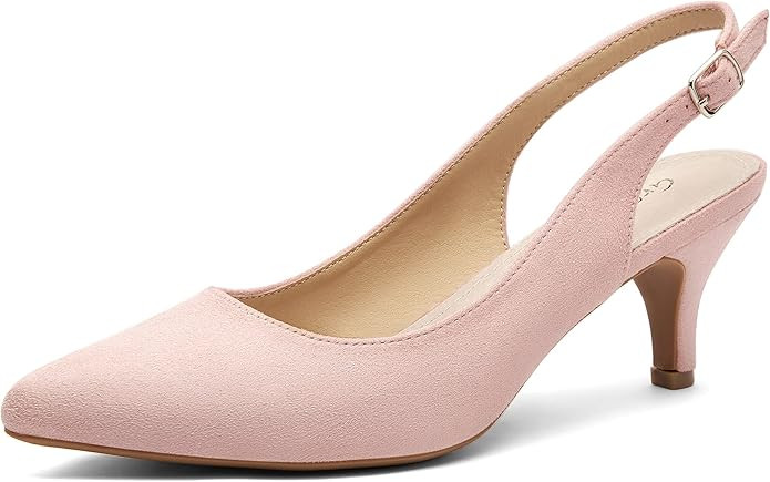 Greatonu Women's Slingback Kitten Heel Pointed Toe Dress Pumps Shoes | Amazon (US)