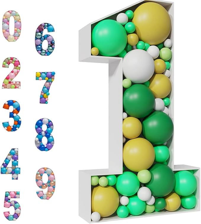 Mosaic Balloon Frame Light Up Marquee Pre-Cut Kit Number 1 Cut-out Extra Large Foam Board First B... | Amazon (US)