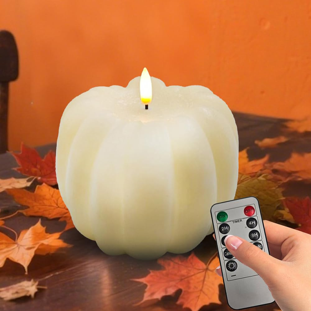 Fall Decor, Fall Decorations for Home - Flameless Pumpkin Candle with Timer Remote - Room Bedroom... | Amazon (US)