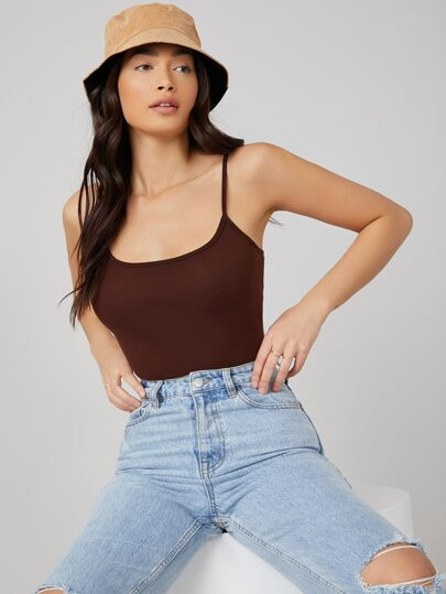 SHEIN BASICS Solid Form Fitted Cami Top | SHEIN