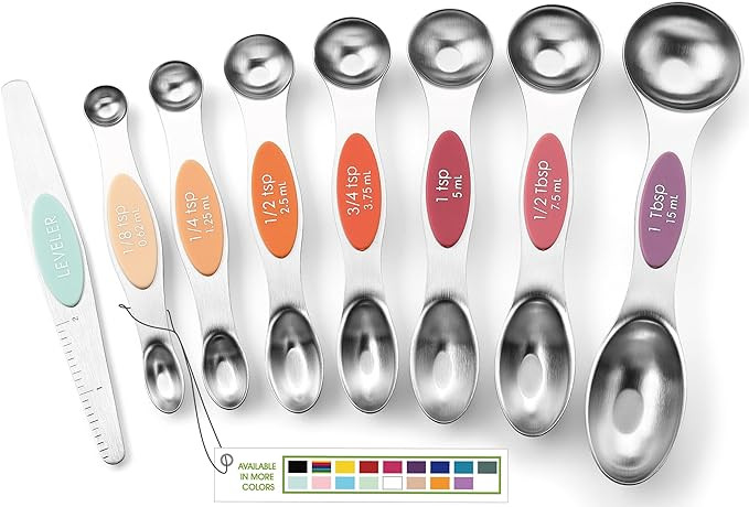 Spring Chef Stainless Steel Metal Magnetic Measuring Spoons Set of 8 with Leveler, Heavy Duty Nes... | Amazon (US)