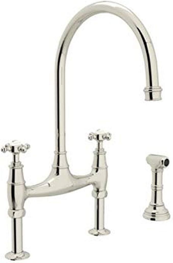 Rohl U.4718X-PN-2 Perrin and Rowe Deck Mount Bridge Kitchen Faucet with Sidespray with High C Spo... | Amazon (US)