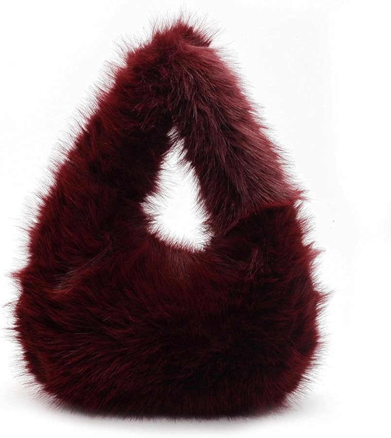 Fur Purse Plush Hobo Bag Furry Bag Cute Fluffy Handbag Large Fuzzy Soft Underarm Shoulder Bags Gi... | Amazon (US)
