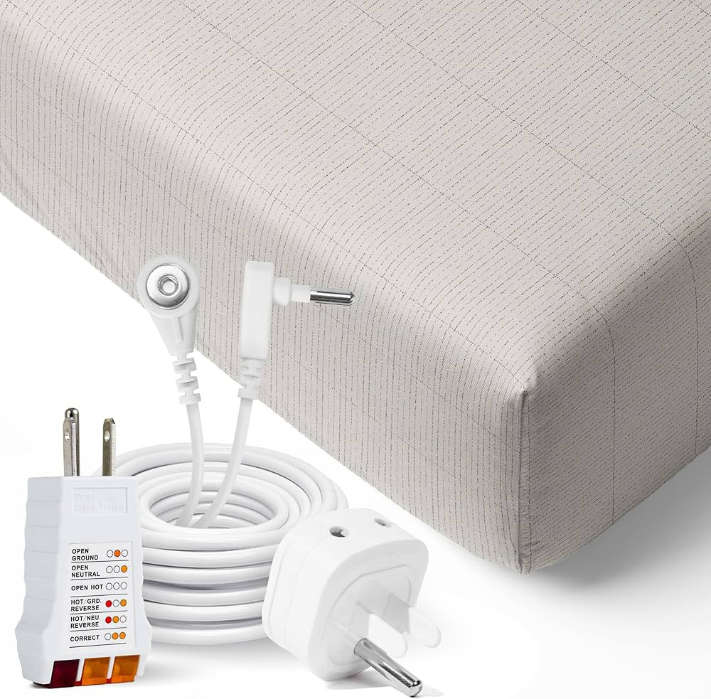 Organic Fitted Grounding Sheet in Beige for a Queen Size Bed | Amazon (US)