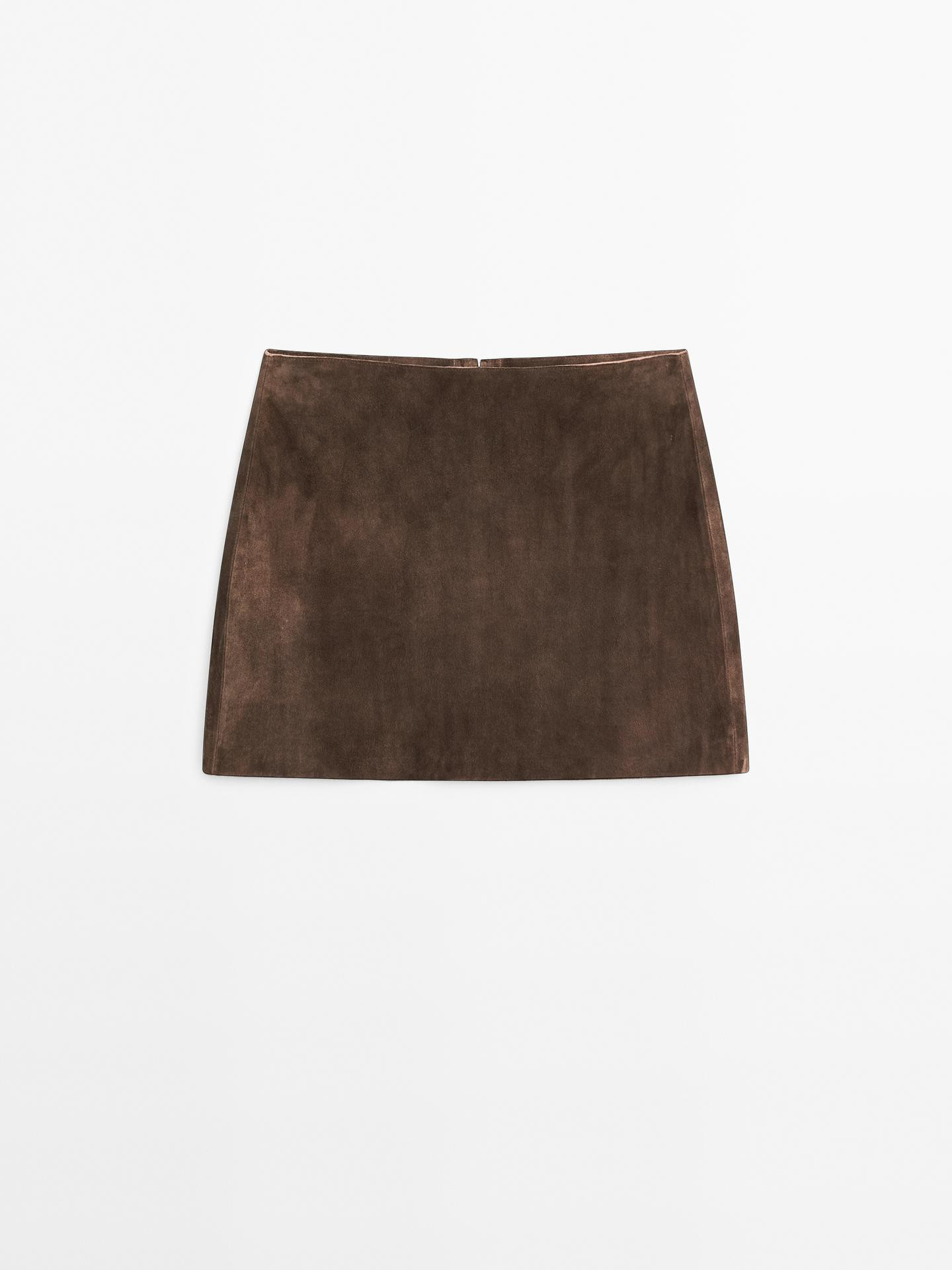 Suede leather mini skirt | Massimo Dutti US