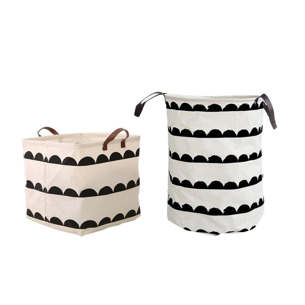 2 Peices Strong Linen Semicircle Pattern Storage Basket Bucket, Clothes Books Magazines Kids Toys... | Walmart (US)