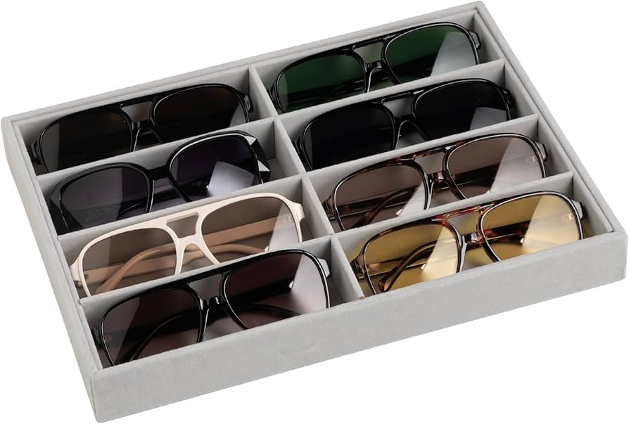 Frebeauty Sunglass Organizer,Velvet Glasses Organizer,8-Slot Sunglasses Tray for Drawer, Men's/Wo... | Amazon (US)
