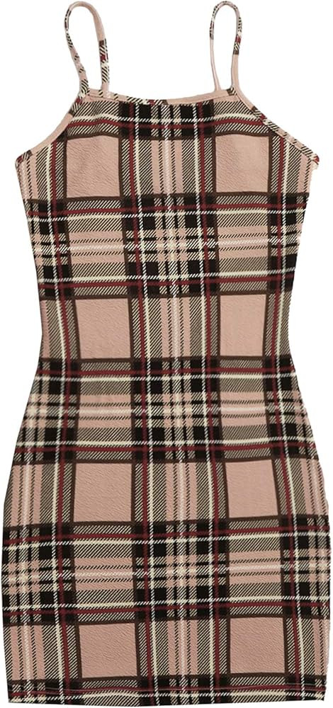 Floerns Women's Plaid Print Mini Cami Bodycon Dress | Amazon (US)
