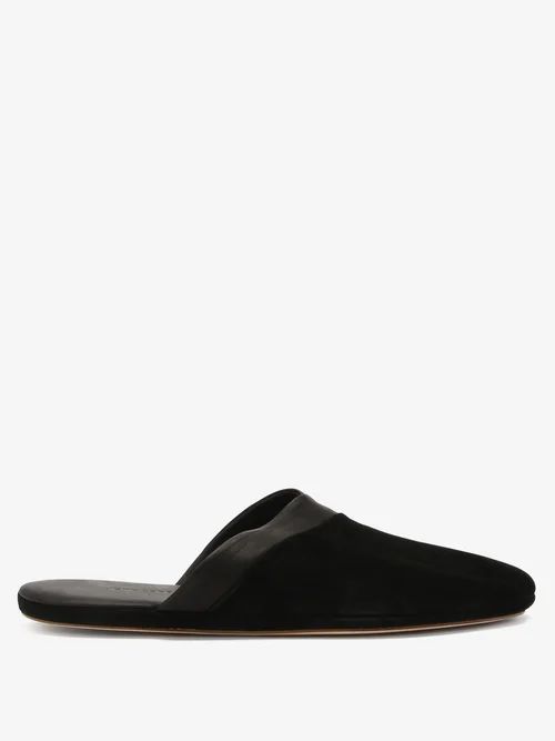 John Lobb - Knighton Leather-trimmed Suede Slippers - Mens - Black | Matches (UK)