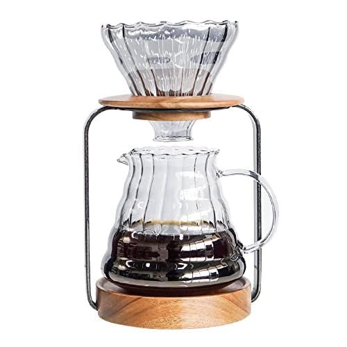 SOTECH Pour Over Coffee Station Dripper Stand Coffee Filter Wooden Filter Holder Glass Server wit... | Amazon (US)