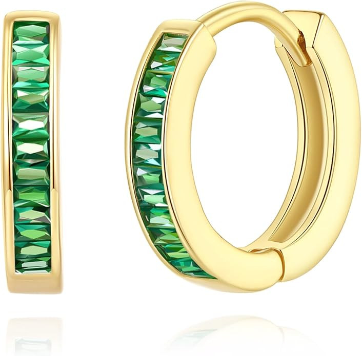 14K Gold Huggie Earrings for Women Silver Huggie Hoop Earrings Cubic Zirconia Huggie Earrings Stu... | Amazon (US)