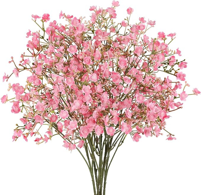 N&T NIETING 6Pcs Babys Breath Artificial Flowers,Real Touch Fake Cherry Blossom Pink Flowers Faux... | Amazon (US)