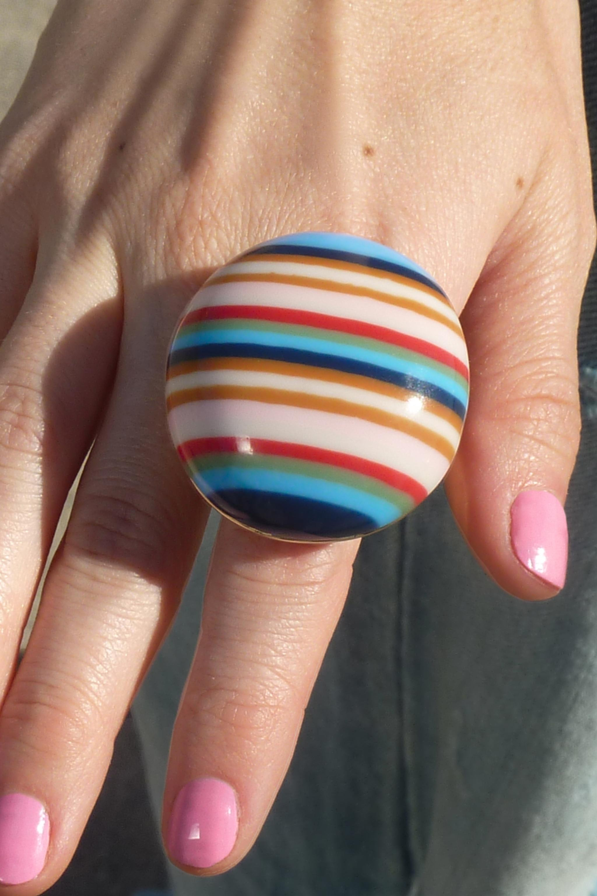 2-PACK RESIN STRIPED RINGS | Zara US