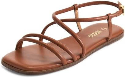 Rihero Women's Strappy Flat Sandals Summer Lace Up Open Toe Comfortable Slip-On Ankle Strap Sanda... | Amazon (US)