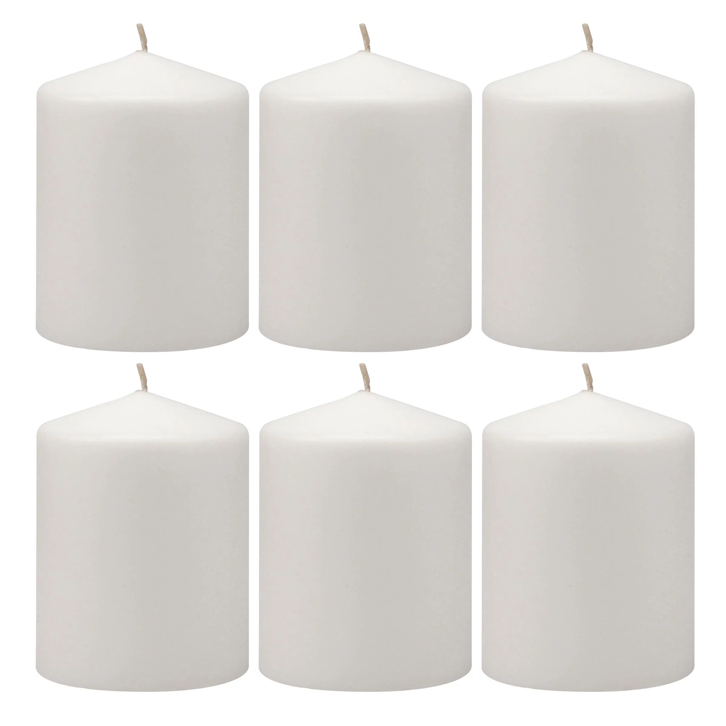 Stonebriar 3" x 4" Unscented 1-Wick White Pillar Candles, 6 Pack - Walmart.com | Walmart (US)