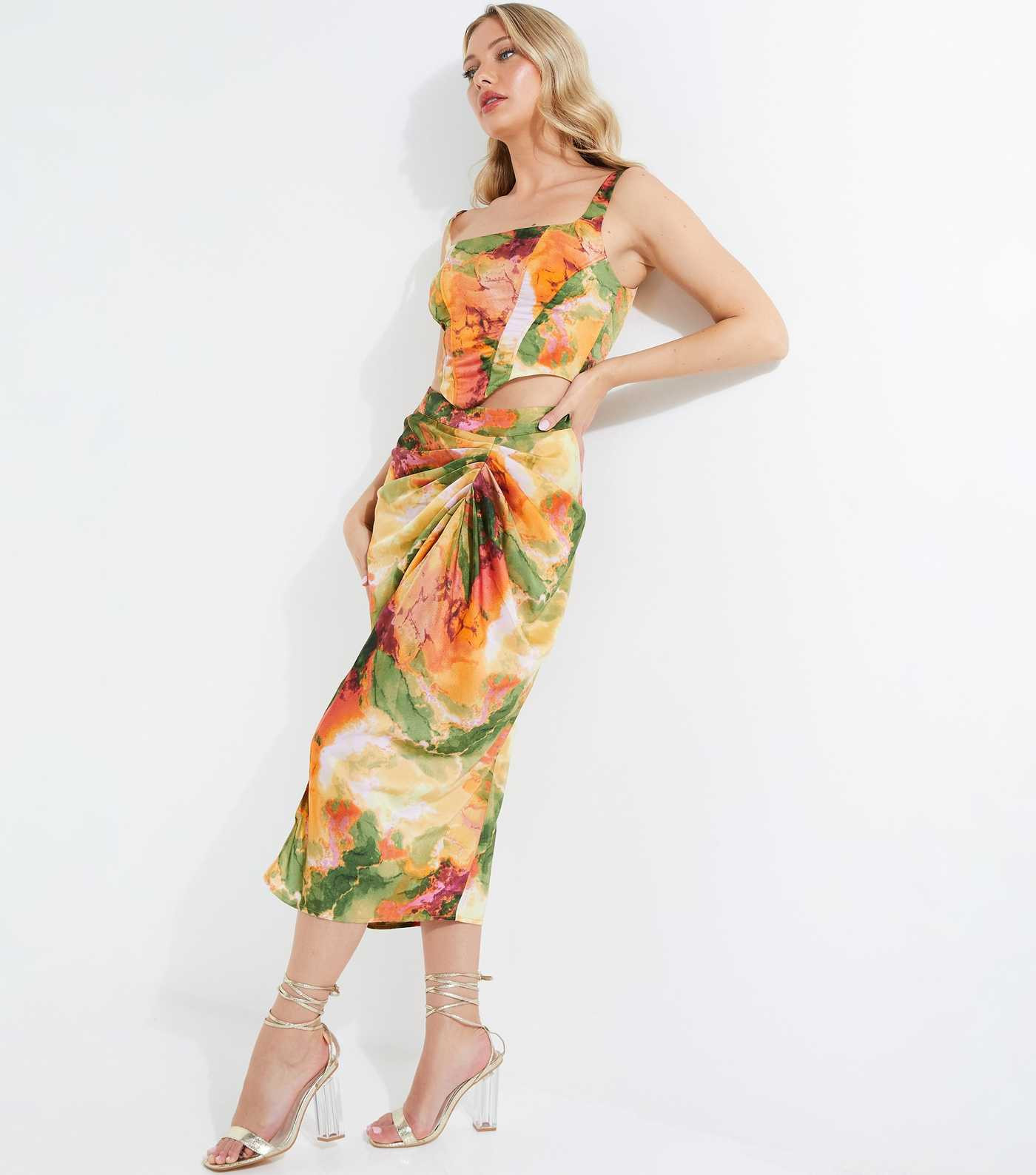 QUIZ Multicolour Marble Ruched Midaxi Skirt
						
						Add to Saved Items
						Remove from Sav... | New Look (UK)