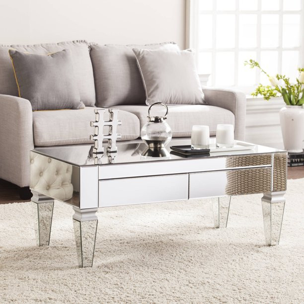 Ember Interiors Dustox Mirrored Rectangular Coffee Table - Walmart.com | Walmart (US)