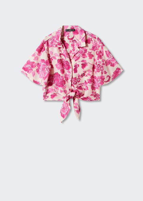 Floral shirt with knot | MANGO (US)