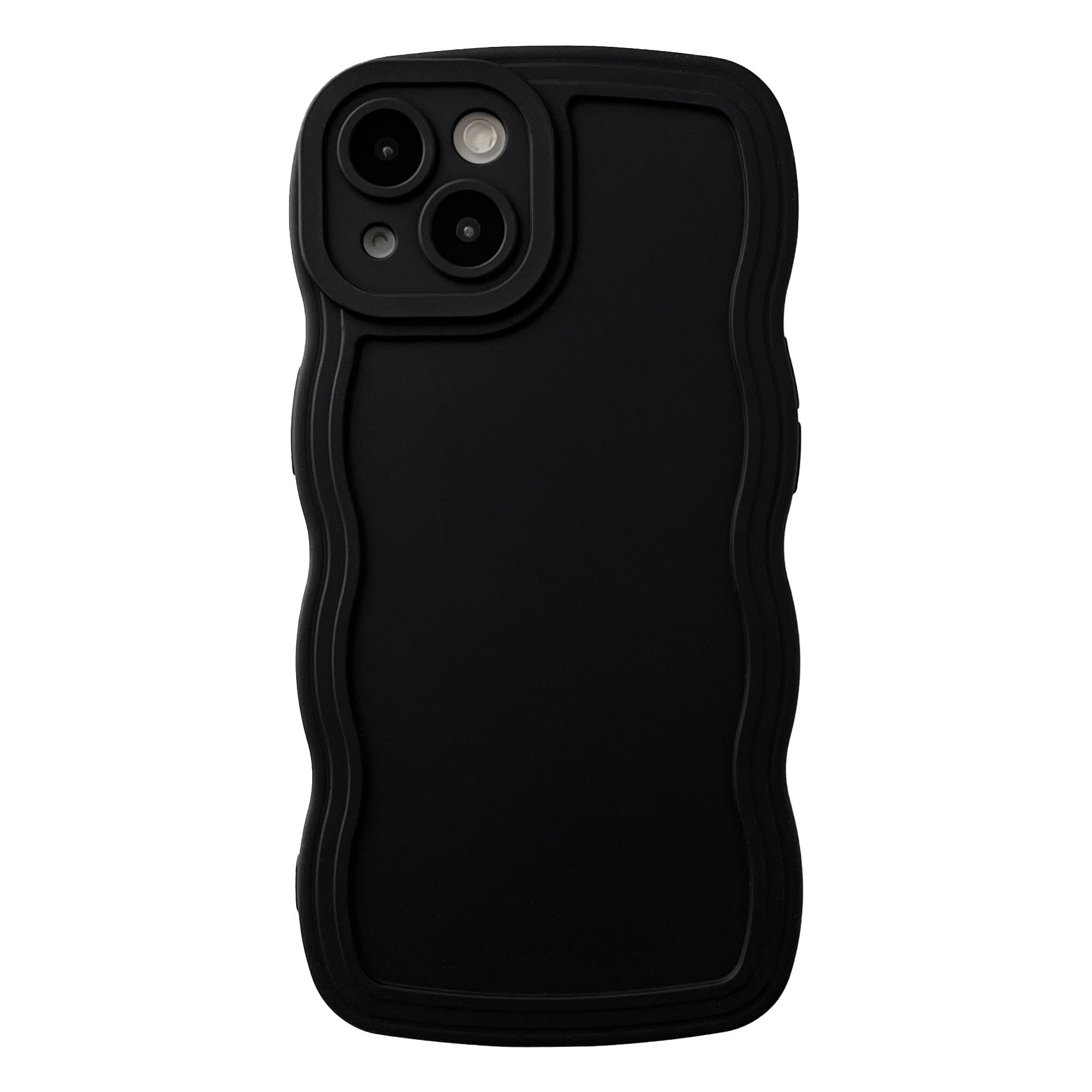 Caseative for iPhone 13 Case,Solid Color Curly Wave Frame Soft Phone Case (Black) | Amazon (US)