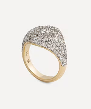 14ct Gold Signature Pavé Signet Ring | Liberty London (UK)