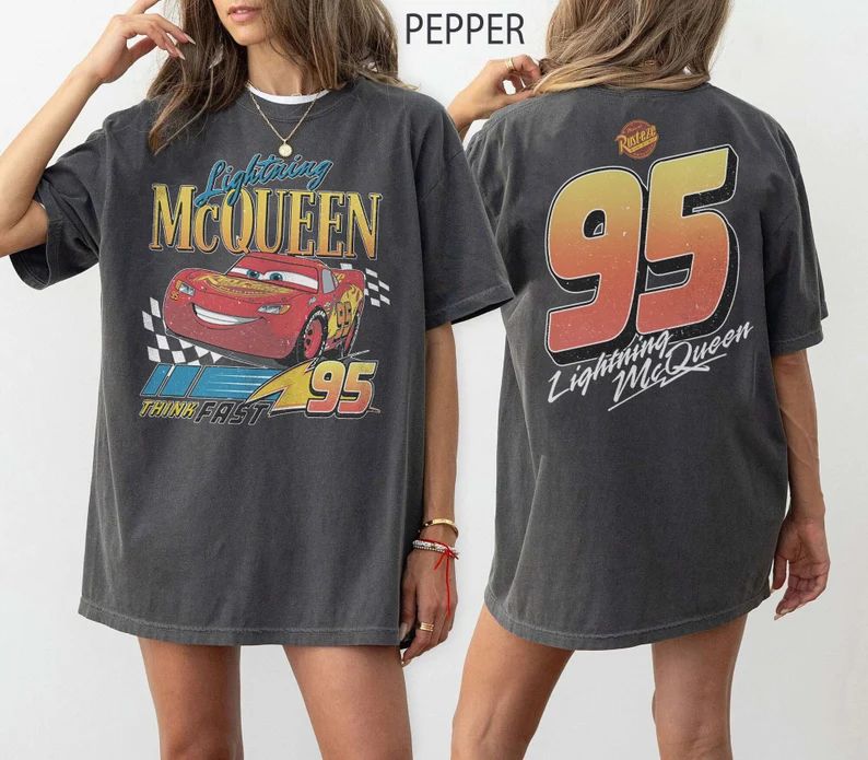 Vintage Lightning Mcqueen Shirt, Lightning Mcqueen Number Back, Disney Cars Shirt, Car Pixar Shir... | Etsy (US)