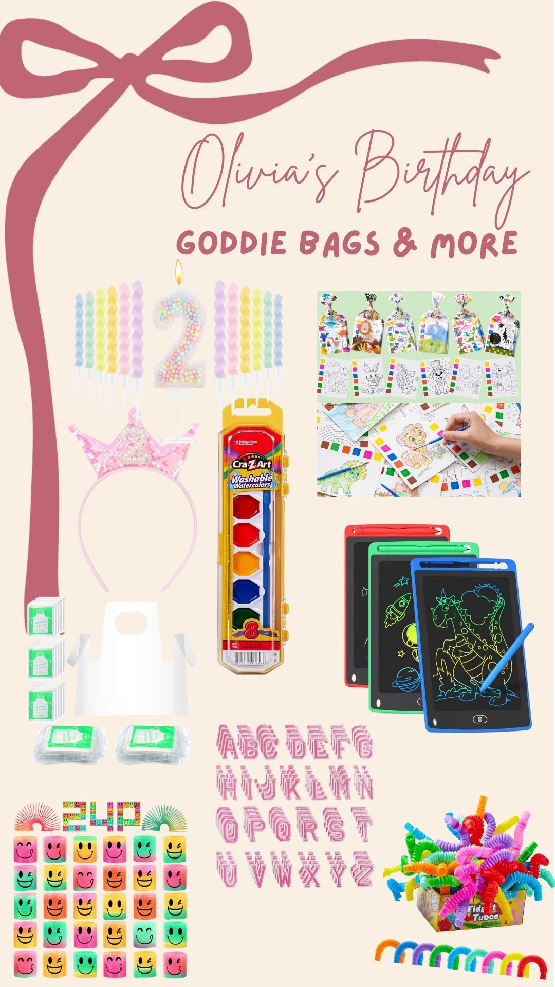 🎀 Olivia’s 2nd Birthday Goodie Bags 🎀
Sharing our favorite finds for toddler party bags — colorful, fun, and mess-free 🧼✨

From watercolor kits and magic drawing boards to mini puzzles and pop tubes — everything was a hit with the little ones (and stress-free for the parents 😉).
Perfect picks for creative play without the mess!
Linked everything on my LTK 💕 #OliviaTurns2 #LTKkids #MessFreeFun #ToddlerPartyIdeas 

#LTKKids #LTKFamily #LTKFindsUnder50