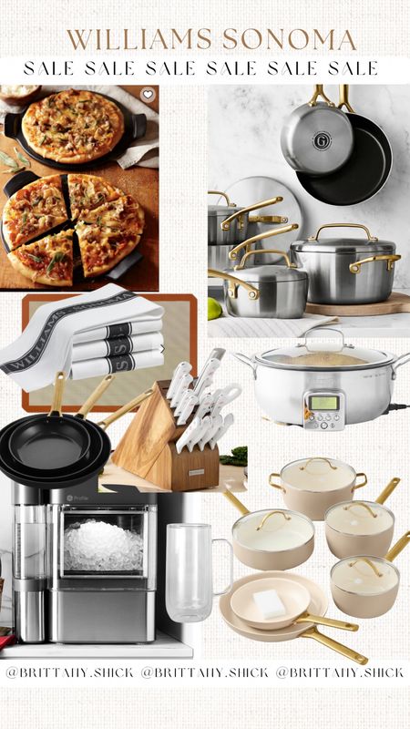 Williams Sonoma 4th of July Sale
Green Pan pans collection 
Cast iron slow cooker
Pizza stone
Knife set
Pebble ice cube maker
Silicone baking mat
Kitchen aid mixer
Dish towels

#LTKsalealert #LTKwedding #LTKunder100